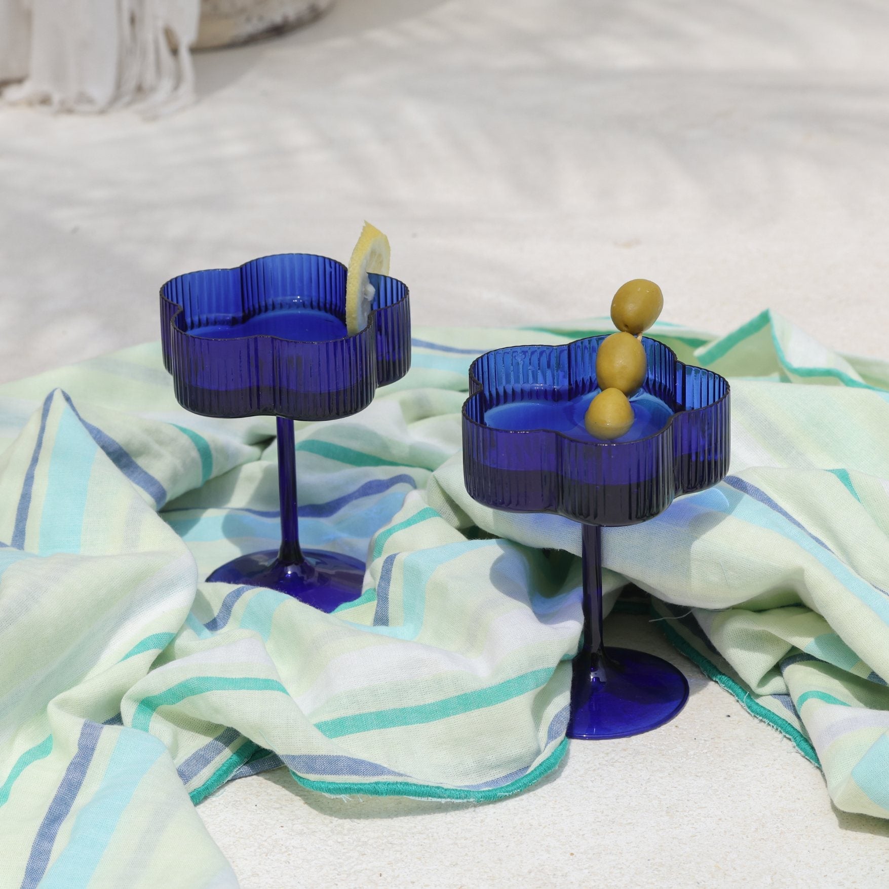 Bloom Cocktail Glass Set Of Two - Azure