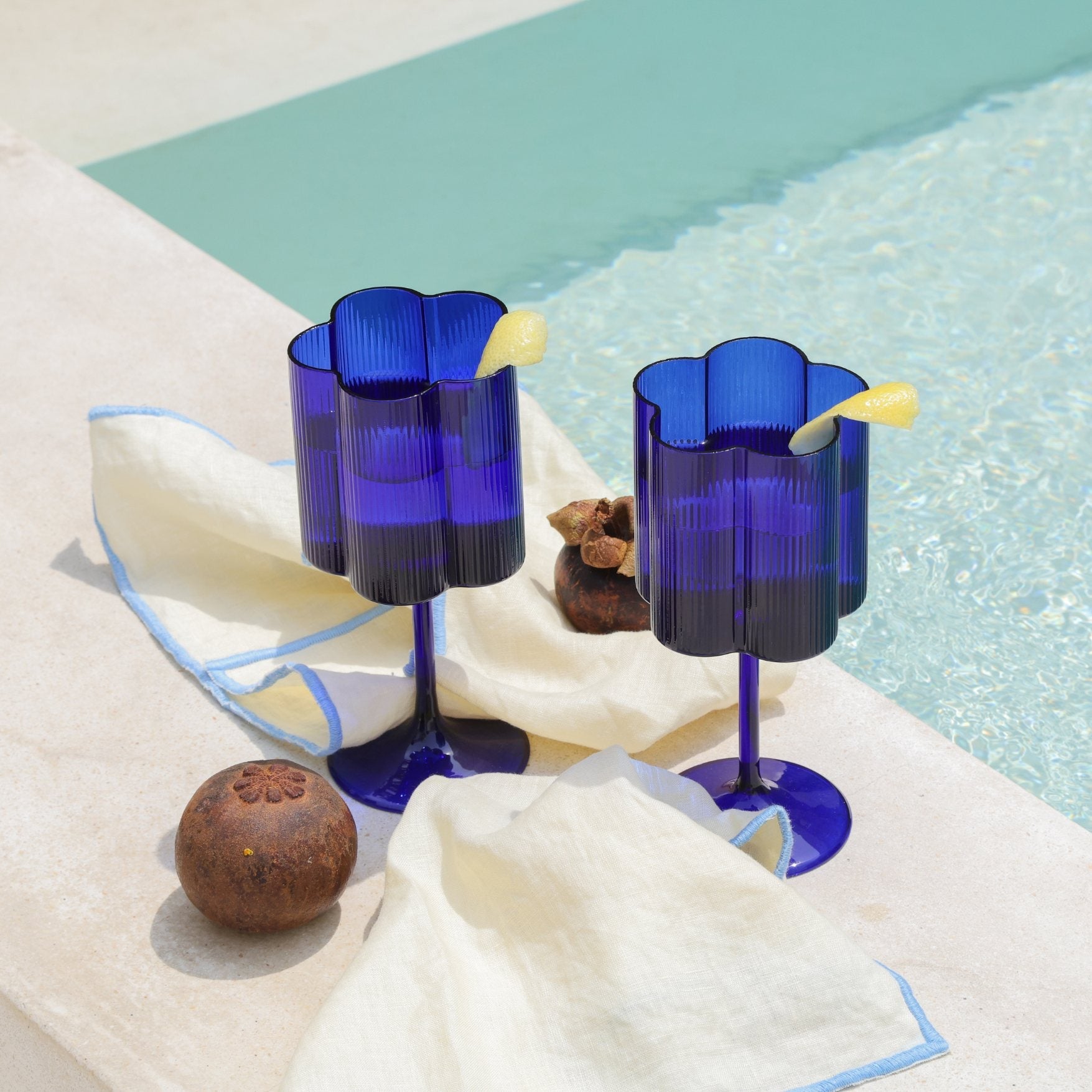 Bloom Wine Glass Set Of Two - Azure