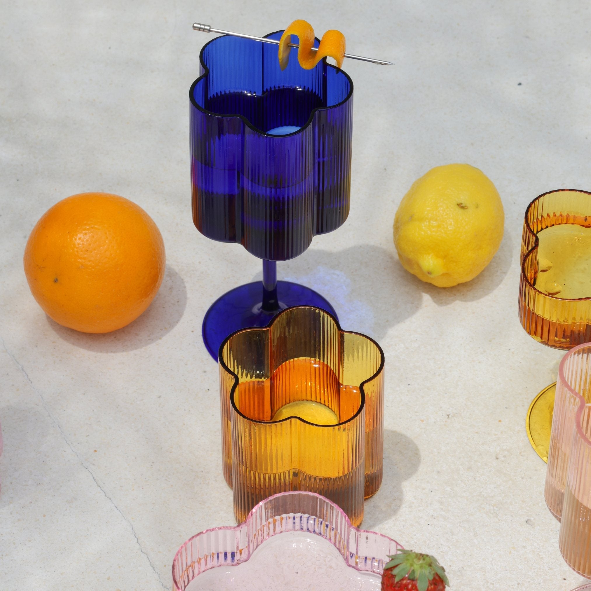 Bloom Wine Glass Set Of Two - Azure