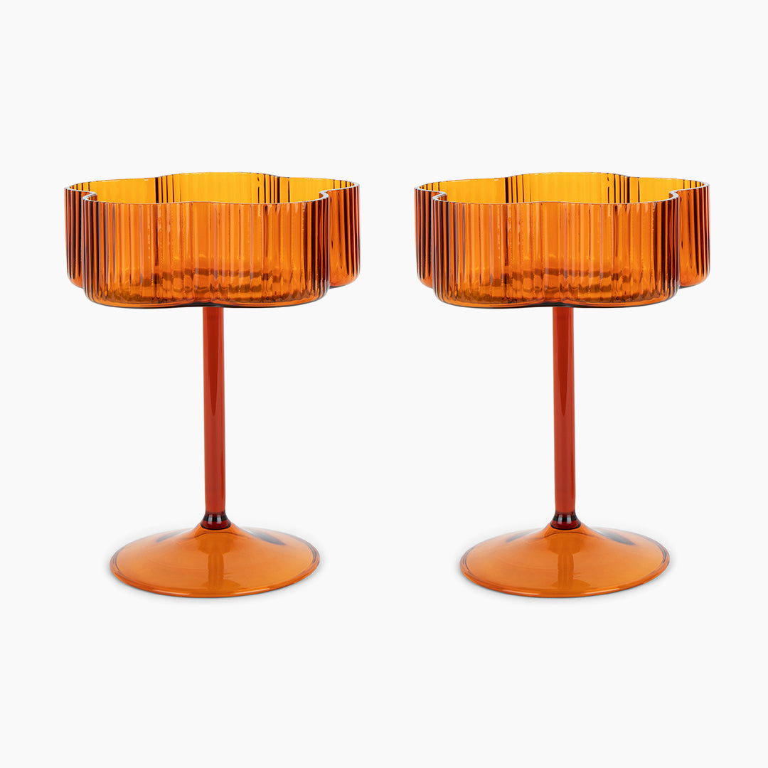Bloom Cocktail Glass Set Of Two - Amber