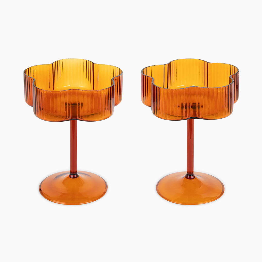Bloom Cocktail Glass Set Of Two - Amber