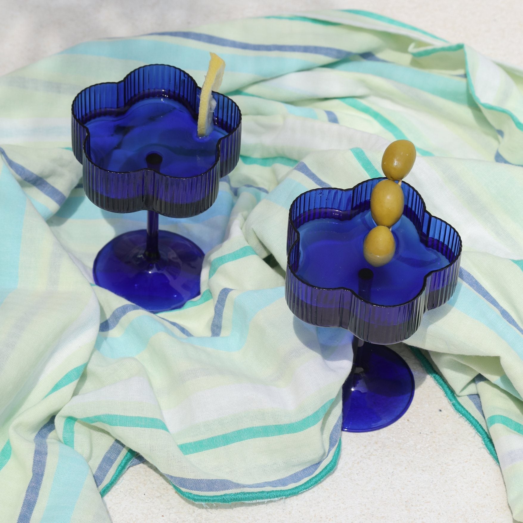 Bloom Cocktail Glass Set Of Two - Azure