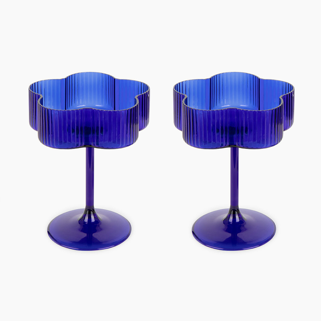 Bloom Cocktail Glass Set Of Two - Azure