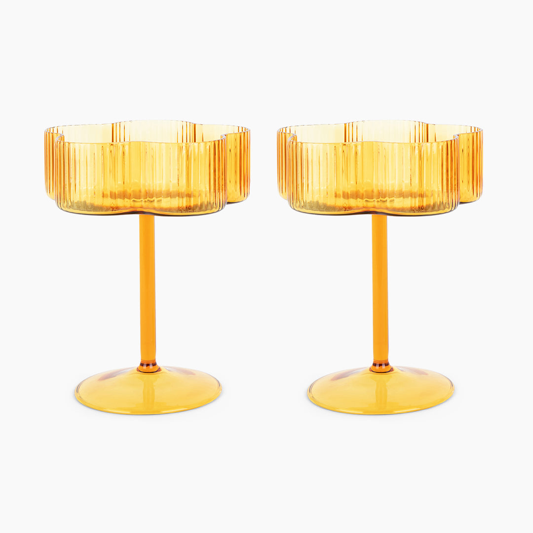 Bloom Cocktail Glass Set Of Two - Marigold