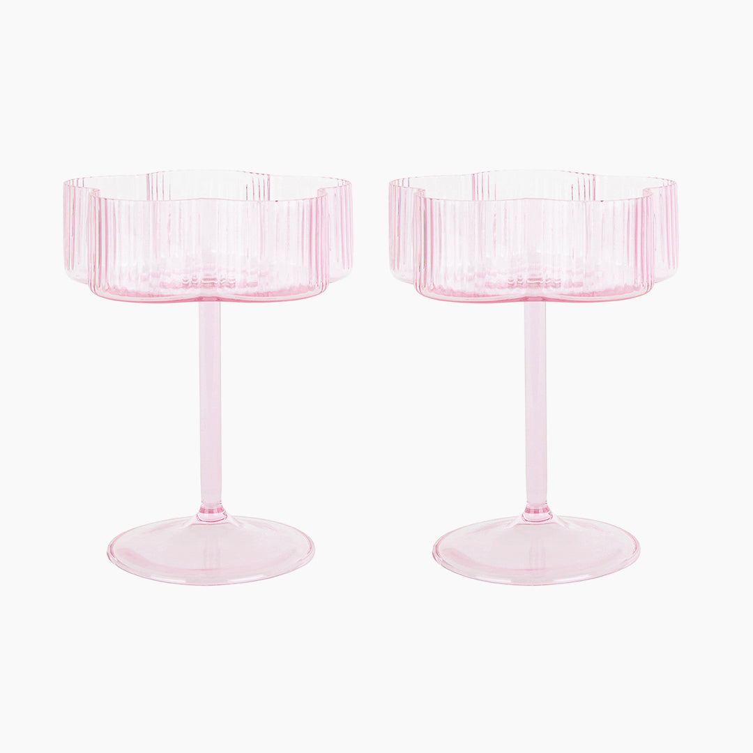 Bloom Cocktail Glass Set Of Two - Pink