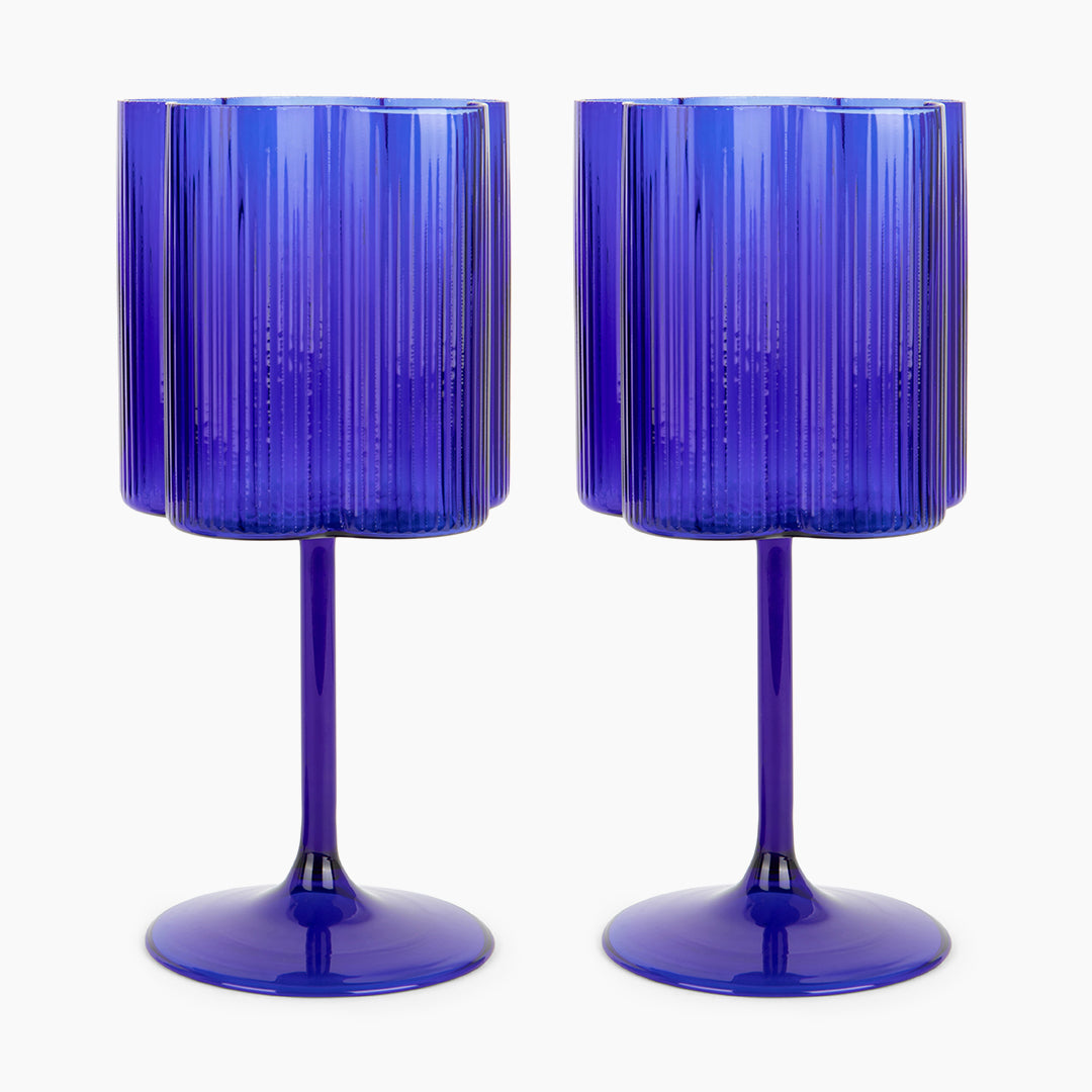 Bloom Wine Glass Set Of Two - Azure