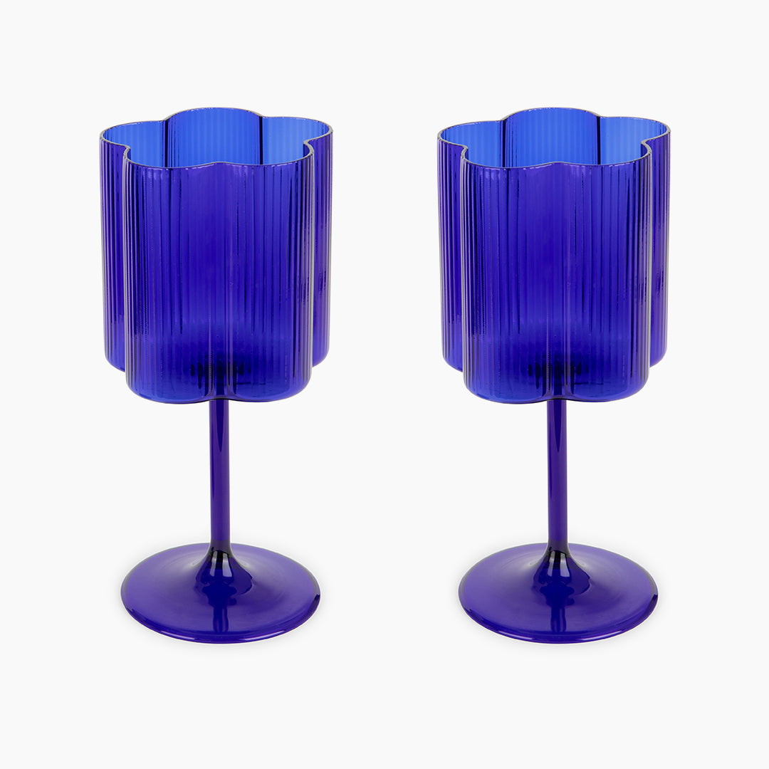 Bloom Wine Glass Set Of Two - Azure