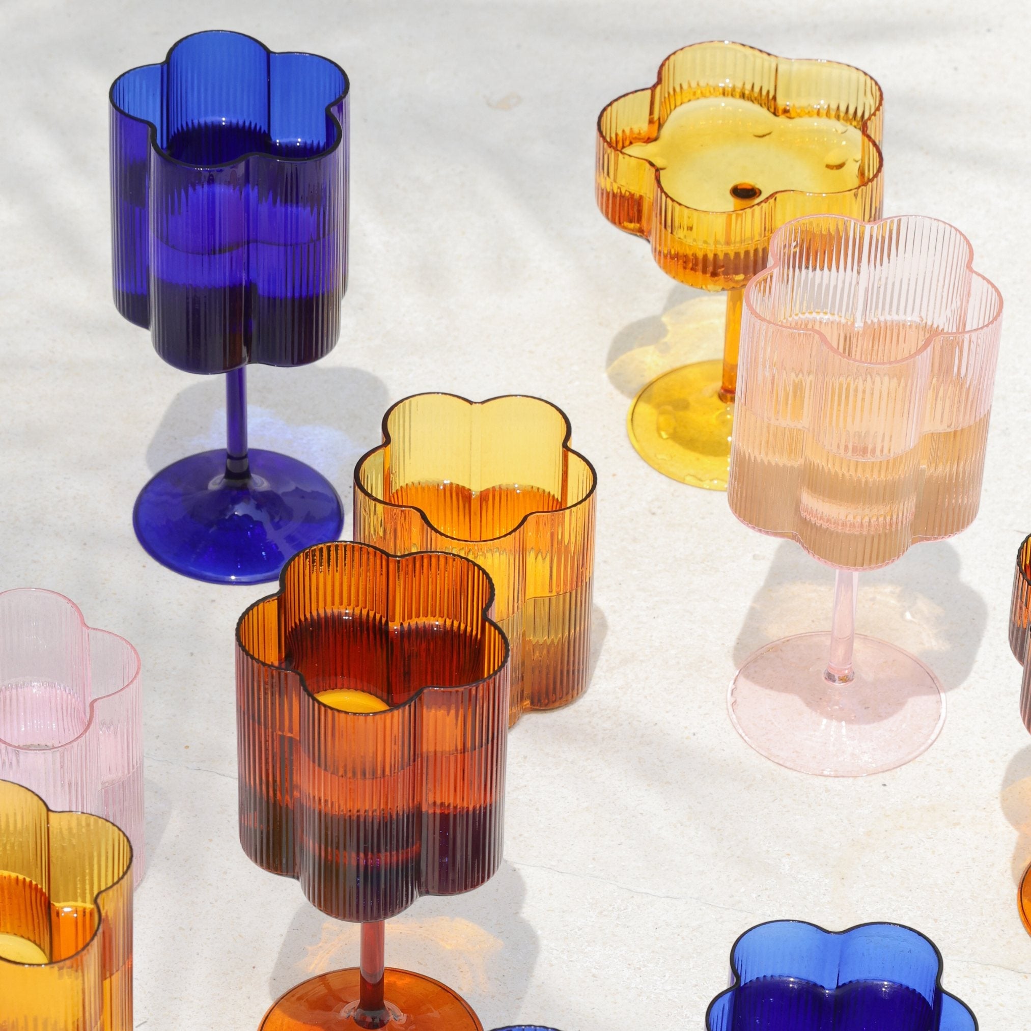 Bloom Wine Glass Set Of Two - Azure