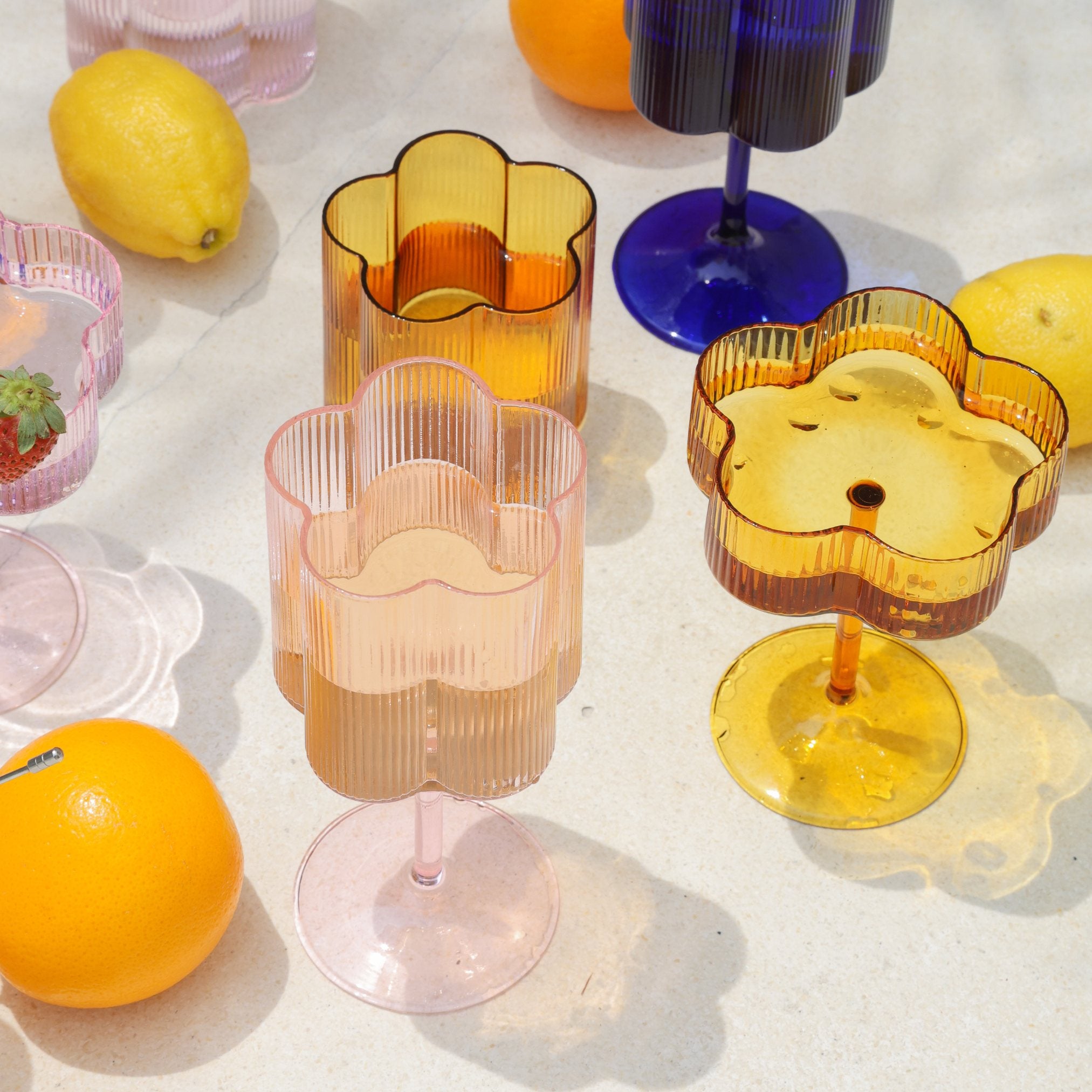 Bloom Cocktail Glass Set Of Two - Marigold