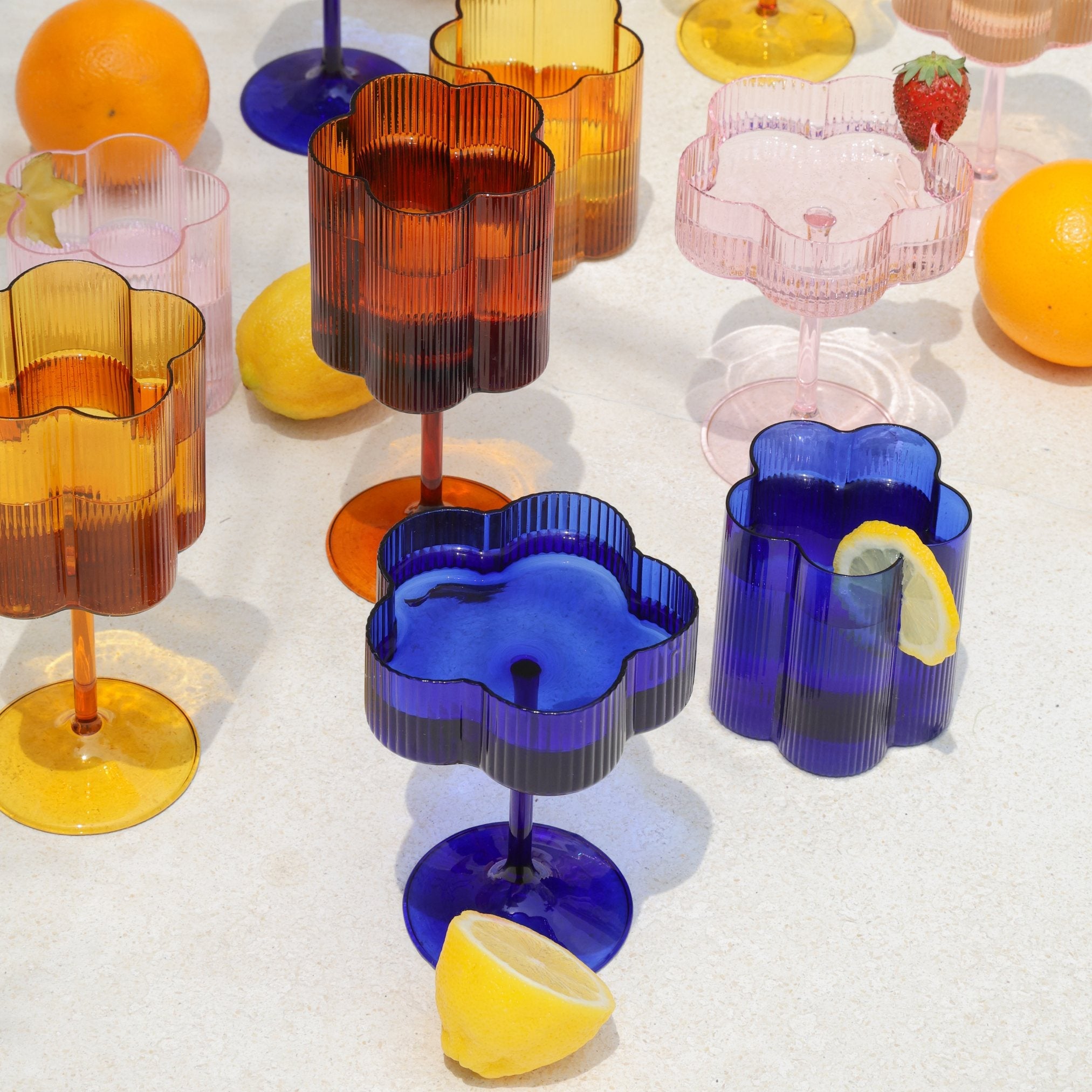 Bloom Cocktail Glass Set Of Two - Azure