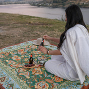 Jade Green Boho Picnic Rug